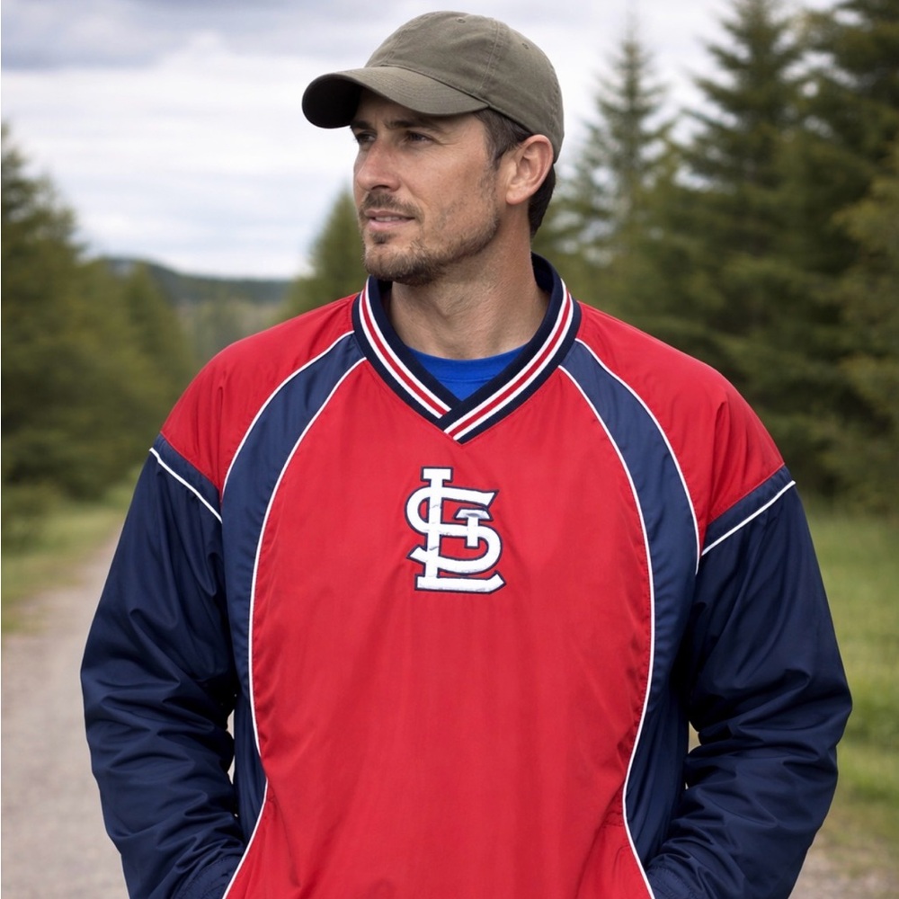 St Louis Cardinals Windbreaker Pullover G-III Carl Banks Red‎ Navy Mens XL MLB